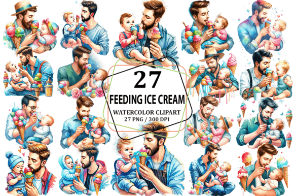 Download Feeding Ice Cream Father's Day Clipart - Feeding Collection