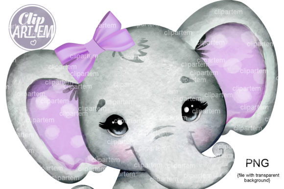 Download Purple Bow Elephant Baby Girl PNG Images - Premium Resources