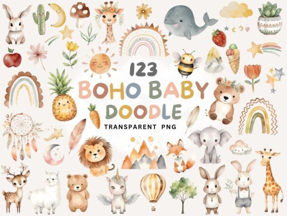 Download Boho Baby Watercolor Clipart PNG - Premium Bundle