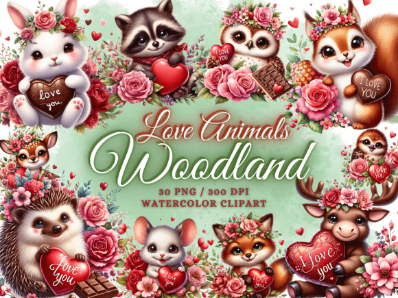 Download Valentine Cute Woodland Animals Clipart - Premium Resources