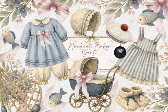 Download Nautical Baby Girl Clipart - Baby girl Collection