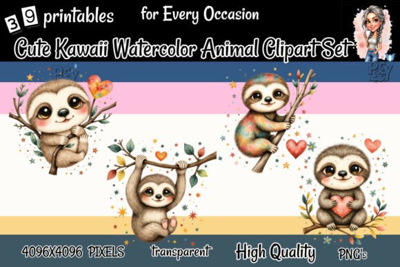 Download Cute Kawaii Watercolor Animal Clipart - Premium Resources