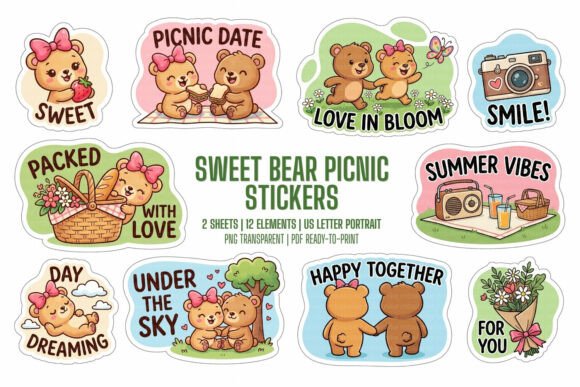 Download Sweet Bear Picnic Stickers - Sweet bear Collection