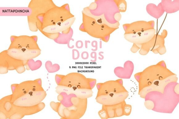 Download Cute Corgi Clipart PNG Bundle Kawaii Dog - Kawaii dog Collection
