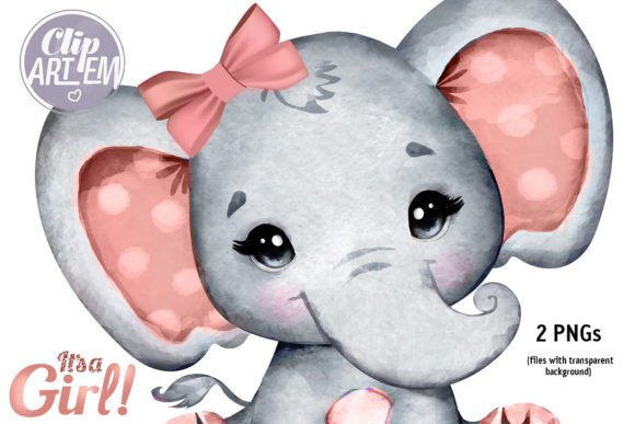 Download Rose Gold Elephant Baby Girl Clip Art - Premium Resources
