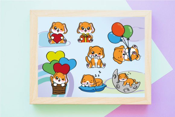 Download Cute Kawaii Dog Illustrations Set - Kawaii dog Collection