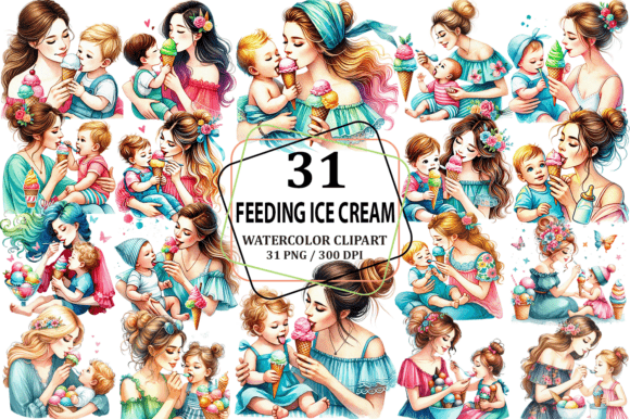 Download Mom &amp; Baby Feeding Ice Cream Mothers Day - Feeding Collection