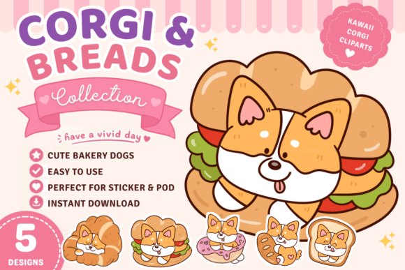 Download Cute Corgi Bread Clipart PNG Kawaii Dog - Kawaii dog Collection