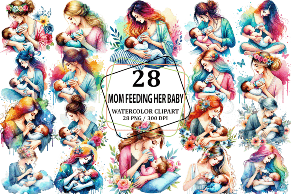 Download Mother Feeding Her Baby Clipart Design - Feeding Collection
